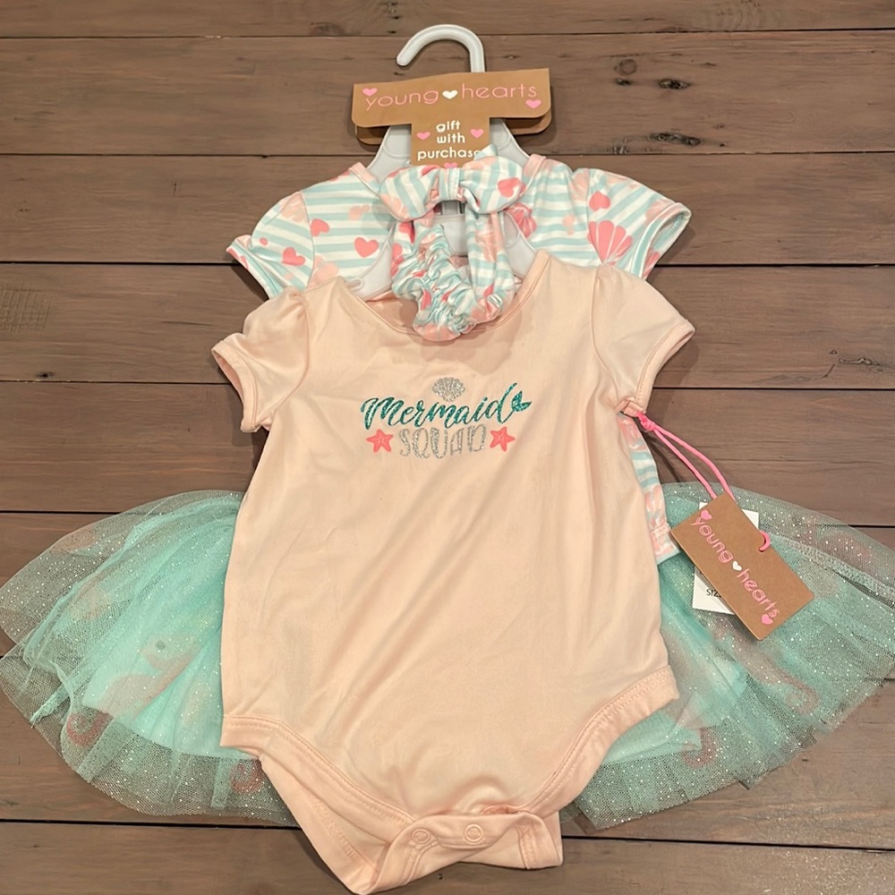 Young Hearts 4 Piece Mermaid Squad Set 3-6M NWT